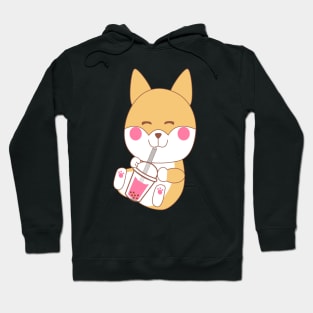 Kawaii Shiba Inu japanese dog drinking bubble boba tea Hoodie